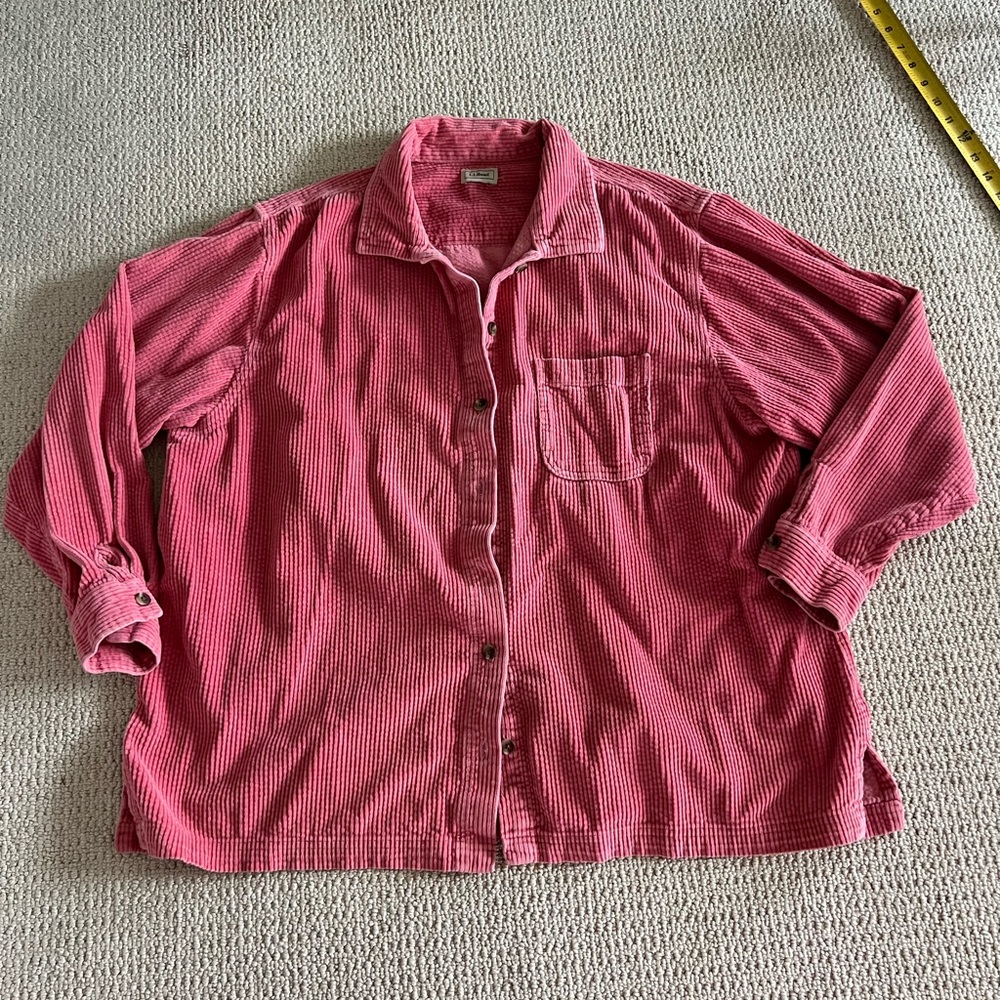Pink Corduroy Button-Up Shacket